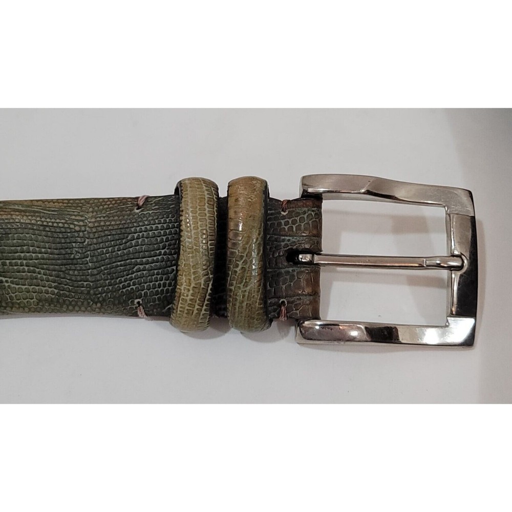 Bill Lavin Soft Collection Italy Hand Made Lizard Belt Classic Brass Buckle 36 - Picture 4 of 9